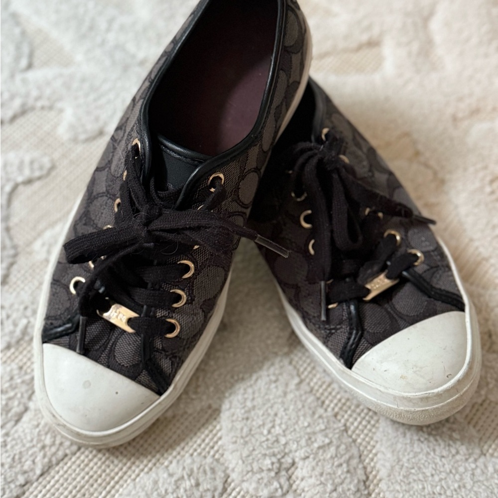 Stylish Black and White Women's Coach Sneakers